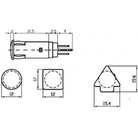 Szimbólumos jelzőlámpa 230 V, Ø 10 mm, sárga, négyzet, Signal Construct SKHU10128 2. kép