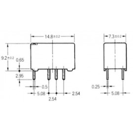 Rendkívül vékony jel relé 5 V/DC 2 váltó, 2 A 220 V/DC/250 V/AC, 62,5 VA/60 W, Omron G6S-2 5 VDC 2. kép