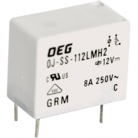 Miniatűr nyák teljesítmény relé 12 V/DC 1 záró, 8 A 250 V/AC 2000 VA, TE Connectivity OJ-SS-112LMH2