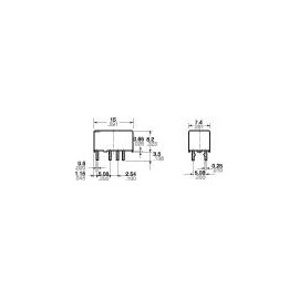 Jelzőrelé nyákba ültethető/SMD, monostabil, 12 V 2 váltó, 2 A 220 V 60 W, Panasonic TX212 3. kép