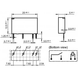 Hálózati relé 24 V/DC 1 záró, 5 A 30 V/DC/ 250 V/AC 1250 VA/150 W, Hongfa HF49FD/024-1H12F 2. kép