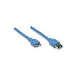 USB 3.0 kábel, 1x USB 3.0 dugó A - 1x USB 3.0 micro dugó B, 1 m, kék, Manhattan 756606 4. kép