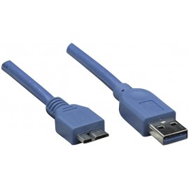 USB 3.0 kábel, 1x USB 3.0 dugó A - 1x USB 3.0 micro dugó B, 1 m, kék, Manhattan 756606 6. kép