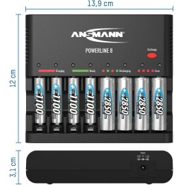 Ceruza AA, mikroceruza AAA akkutöltő, processzoros NiCd, NiMH akkutöltő Ansmann Powerline 8 1001-000 12. kép