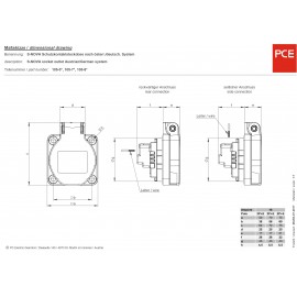 Védőérintkezős gép dugaszoló aljzat, 230 V/AC 16 A IP54, piros, PCE 601.450.04 3. kép