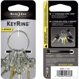 Kulcskarika, ezüst színű, 6 db S-Biner karabínerrel NI-KRGS-11-R3 KeyRing NITE Ize 6. kép