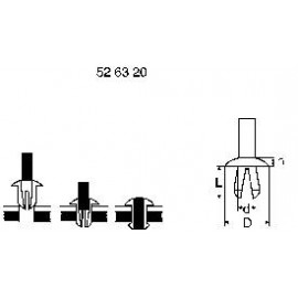 PB Fastener Szegecsek - Rivets (d x D x L x h) 3.5 x 8 x 7 x 2 Lemezméret 2.0 - 5.0 mm Műanyag Natúr