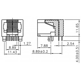 RJ45 beépíthető csatlakozó aljzat, 8P8C, vízszintes, ASSMANN WSW A-20042/LP 2. kép