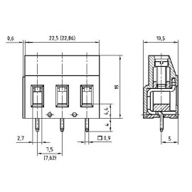 Forrasztható csavaros szorító emelő elvvel, AK(Z)710-V, RM 7.62 mm Pólusszám: 3 zöld 50710030213E PT 2. kép