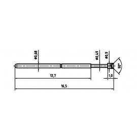 Mérőhegy, rugóérintkezős mérőtüske PTR 1007-A-0.7N-AU-0.9