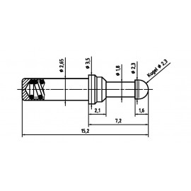 Mérőhegy, rugóérintkezős mérőtüske PTR 5110-S-D-1.2N-AU-2.3C 3. kép