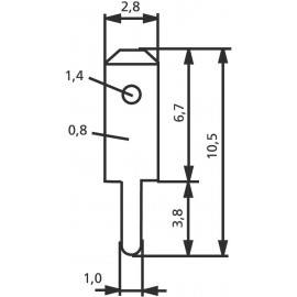 Dugaszoló csúszósaru, 2,8 mm / 0,8 mm 180° szigeteletlen, fémes Vogt Verbindungstechnik 378008.61 10 2. kép