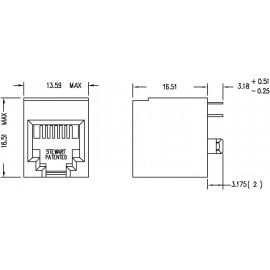 RJ11 beépíthető csatlakozó aljzat, 6P4C, függőleges, BEL Stewart Connectors SS65600-002F 2. kép