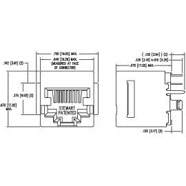 RJ45 beépíthető csatlakozó aljzat, 10P8C, függőleges, BEL Stewart Connectors SS65100-022F 2. kép