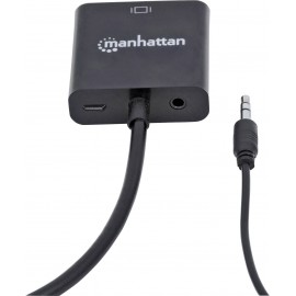 HDMI - VGA átalakító adapter, 1x HDMI dugó - 1x VGA, 3,5 mm-es jack aljzat, fekete, Manhattan 2. kép