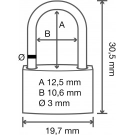 Sárgaréz függő lakat 20 mm, Basetech 2. kép