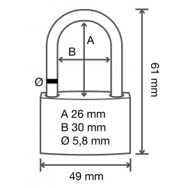 Sárgaréz függő lakat, 49 mm, Basetech 2. kép