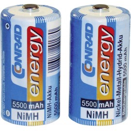 Baby akku C NiMH, 1,2V 5500 mAh, 2 db, Conrad Energy LR14, LR15, C, AM2, MN1400, 814, E93, LR14N, UM