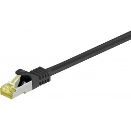 RJ45 Patch kábel, hálózati LAN kábel CAT 7 S/FTP [1x RJ45 dugó - 1x RJ45 dugó] 0.25 m Fekete aranyoz