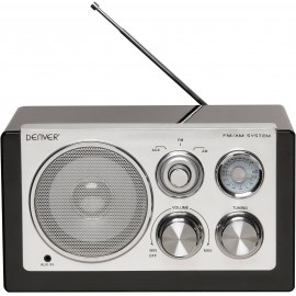 Asztali retro rádió, audio bemenettel, fekete színű Denver TR-61