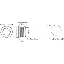 Beépíthető csengőgomb piezoval 24V/1A 25mm, nemesacél/kék, 1 részes, renkforce 1227548 3. kép