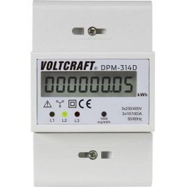 DIN sínre szerelhető 3 fázisú digitális fogyasztásmérő 100A, Voltcraft DPM-314D