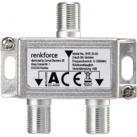 F csatlakozós antenna elosztó, 1 be-/2 kimenet, Renkforce