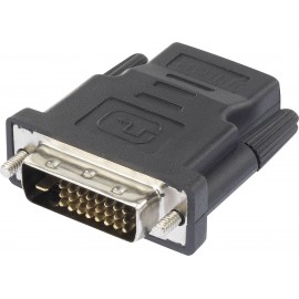 DVI - HDMI átalakító adapter, 1x DVI dugó 24+1 pól. - 1x HDMI aljzat, fekete, Renkforce