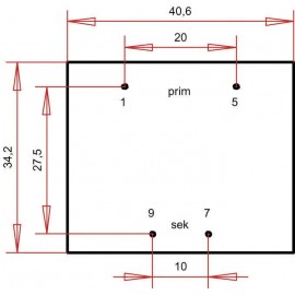 EI 38/13,6 Nyák transzformátor, 230 V / 9 V 400 mA 3,6 VA Gerth 3. kép