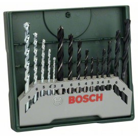 Bosch 15 részes fúrószár készlet, fafúró, fémfúró, falfúró és kőzetfúró készlet Bosch X-Line