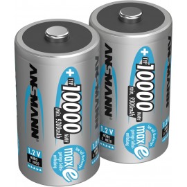 Góliát akku D NiMH, 1,2V 10000 mAh, 2 db, Ansmann maxE HR20, LR20, D, AM1, XL, MN1300, 813, E95, LR2