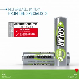 Ceruza akku AA, NiMH, 1,2V 800 mAh, 2 db, Ansmann Solar maxE LR06, AA, LR6, AAB4E, AM3, 815, E91, LR 7. kép