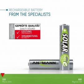 Mikroceruza akku AAA NiMH, 1,2V 550 mAh, 2 db, Ansmann maxE HR3, HR03, UO100557, DC2400, DC2400B4N,  9. kép