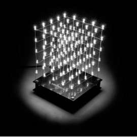 LED-es 3D-s fehér fénykocka építőkészlet 9V Velleman K8018W 2. kép