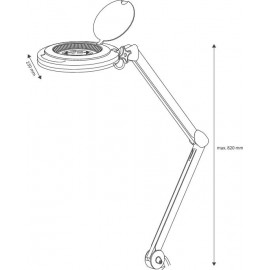 LED-es nagyítós lámpa, 5-os, csíptetős tartóval Toolcraft 960113C05 8. kép