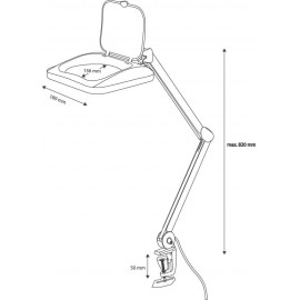 LED-es nagyítós lámpa, 7,5 x 6,2, csíptetős tartóval TOOLCRAFT 960113C08 4. kép