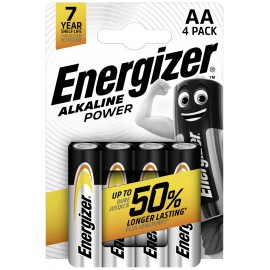 Ceruzaelem AA, alkáli mangán, 1,5V, 4 db, Energizer Power LR06, AA, LR6, AAB4E, AM3, 815, E91, LR6N