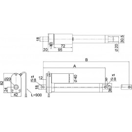 Lineáris DC motor 12 V/DC tengelyhossz 50 mm 500 N Drive-System Europe DSZY1-12-20-A-050-IP65 2. kép