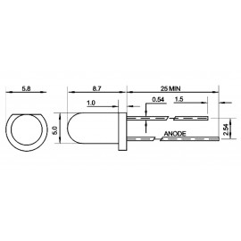 LED 5mm átlátszó kék 1150mcd 2. kép