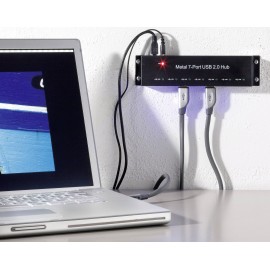 7 port USB 2.0 hub, fém ház, falra szerelhető, fekete, Renkforce 2. kép