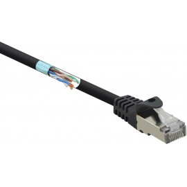 Hálózati kábel RJ45 CAT 5e F/UTP 1 m, fekete, törégátlóval, Renkforce