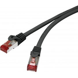 RJ45 Hálózat Csatlakozókábel CAT 6 S/FTP 0.50 m Fekete Védővel, Aranyozatt érintkező, Lángálló Renkf