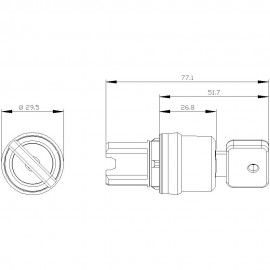 Kulcsos kapcsoló 1 x 45 ° Siemens 3SU1050-4JC01-0AA0 IP66, IP67, IP69/IP69K 1 db 3. kép