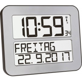 Digitális rádiójel vezérelt fali óra 258 x 212 x 30 mm, ezüst/fekete, TFA 60.4512.54