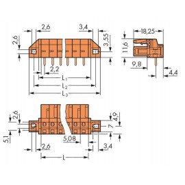 WAGO Hüvelyház panel 232 Pólusok száma 19 Raszterméret: 5.08 mm 232-279/031-000 10 db 3. kép