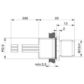 Phoenix Contact 1513774 Érzékelő-/működtető beépíthető összekötő M12 Dugó, beépíthető 0.50 m Pólussz 2. kép