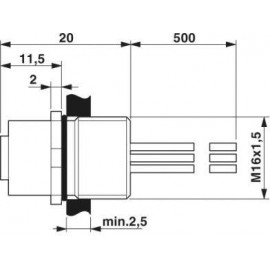 Phoenix Contact 1523476 Érzékelő-/működtető beépíthető összekötő M12 Alj, beépíthető 0.50 m Pólusszá 2. kép