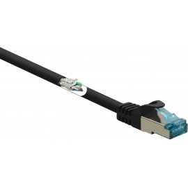 RJ45 Hálózat Csatlakozókábel CAT 6A S/FTP 25.00 cm Fekete Védővel, Lángálló Basetech