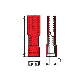 Lapos csúszósaru hüvely 4,8 x 0,5 mm, szigetelt, piros, Vogt Verbindungstechnik 396105 2. kép