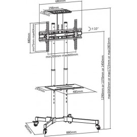 SpeaKa Professional SP-6646948 Base-Line TV kocsi 94,0 cm (37) - 177,8 cm (70) Dönthető 7. kép